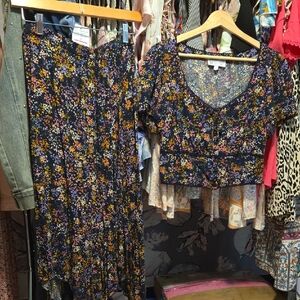 Jessica Simpson Hankerchief Cut Hem Skirt - Navy Floral Multicolor NWOT